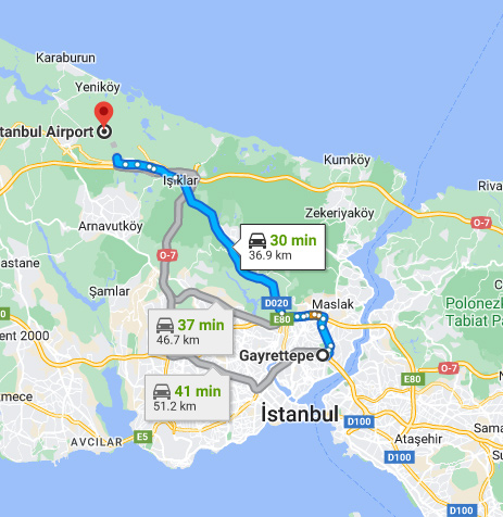 Gayrettepe - Istanbul Airport - 37 km