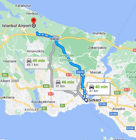 Sirkeci- Istanbul Airport - 40 km